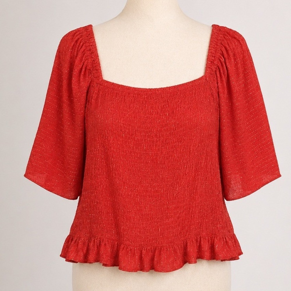 Express Smocked Top Cottagecore Coquette Romantic Fairycore Blouse Womens XL NEW